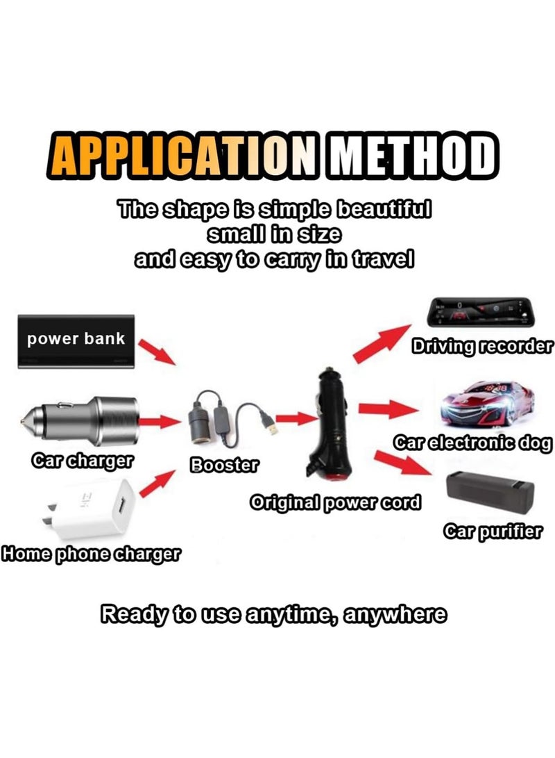 يوجي 2PCS USB ذكر إلى 12V سيارة C * غاريت خفيفة سوكيت كابل محول أنثى مناسبة لتحويل كاميرات داش السيارة الأضواء المحيطة (أقصى 10W) - Image 5